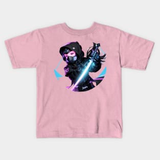 Female ninja manga samurai  katana design Kids T-Shirt